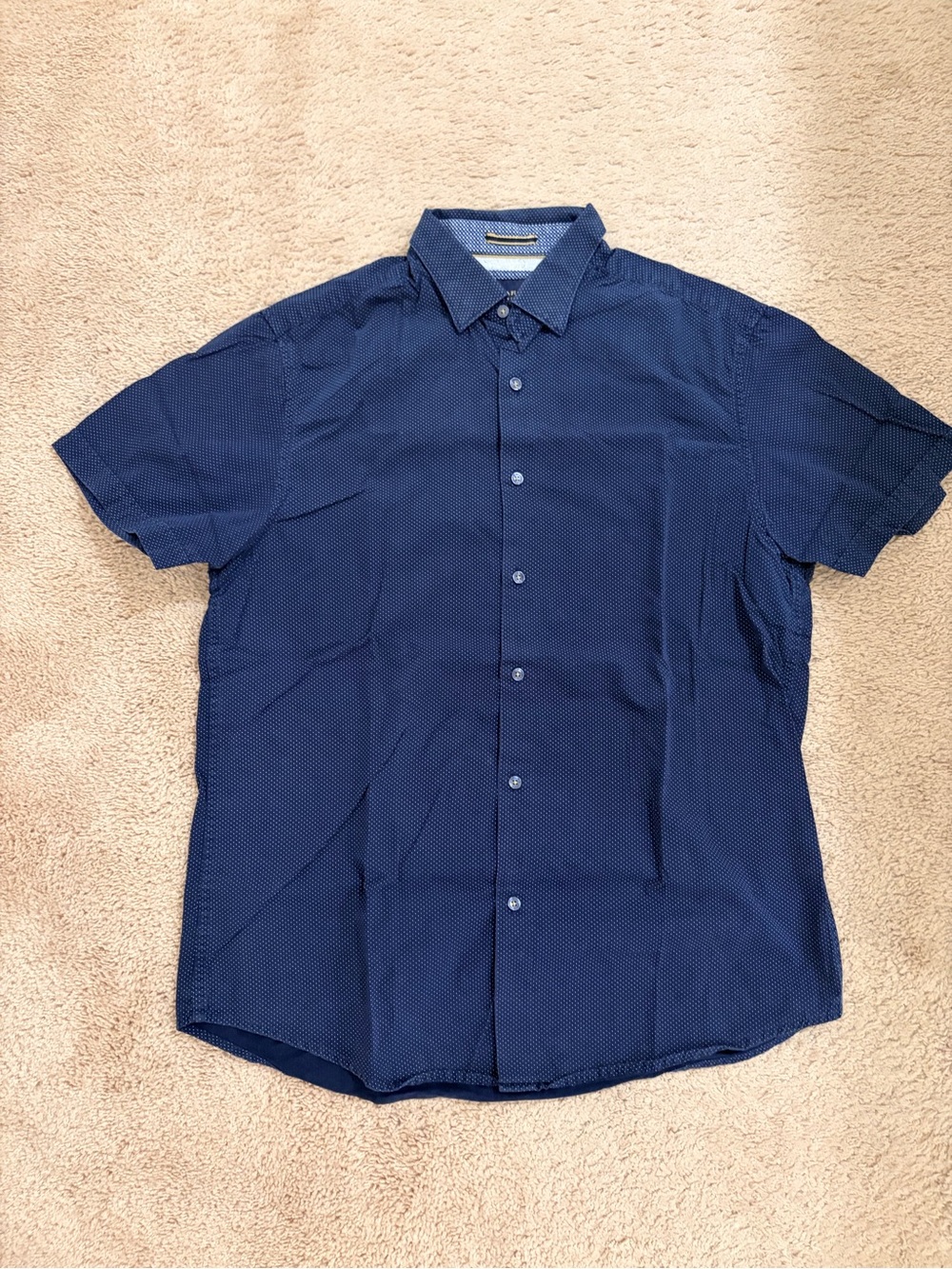 Denim & Flower Navy Short-Sleeve Microdot Button-Down Shirt - 089